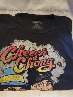 Vintage Cheech & Chong Graphic Tee - Black with Yellow, Blue, Red, Cream 4xlg